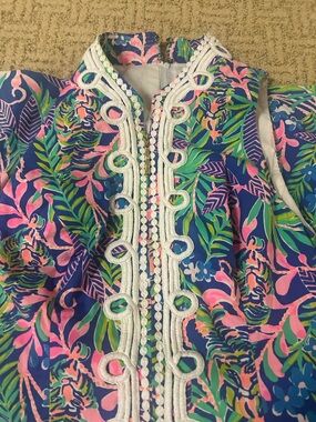 Lilly Pulitzer Alexa Shift Borealis Blue How You Like Me Prowl Tiger size 4